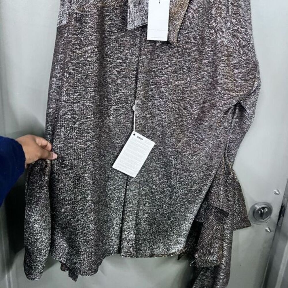Faith Connexion Metallic Brown Shirt Dress with Tie Waist Detail Medium - Picture 7 of 8